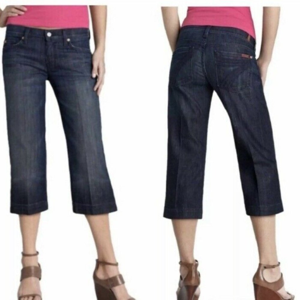 7 For All Mankind Crop Dojo Size 29 Dark Wash Wide